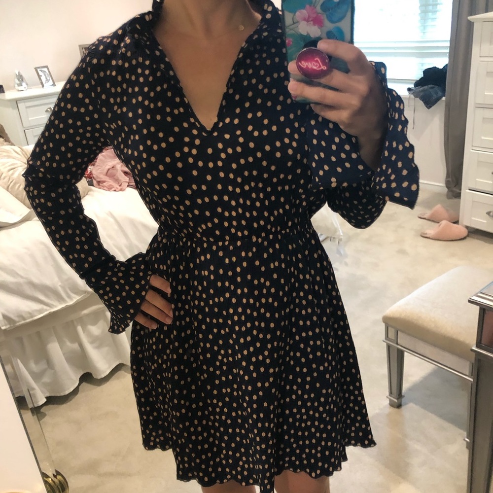 The Fifth Label navy & pink polka dot dress